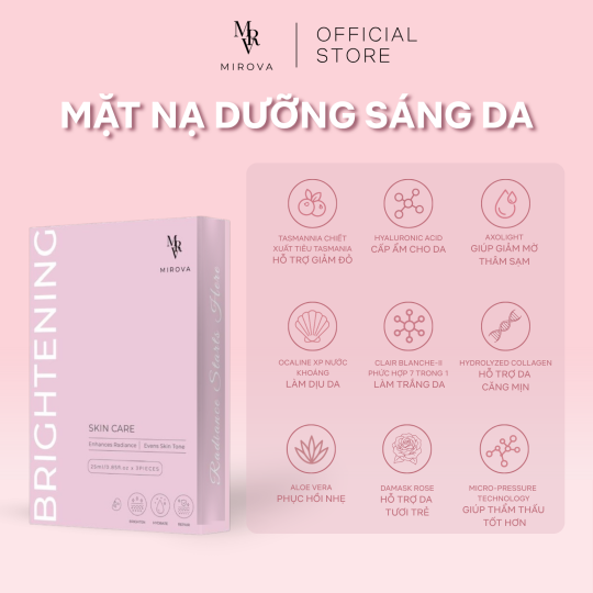 [Hộp 3 Miếng] MIROVA Mặt Nạ Cao Cấp Brightening